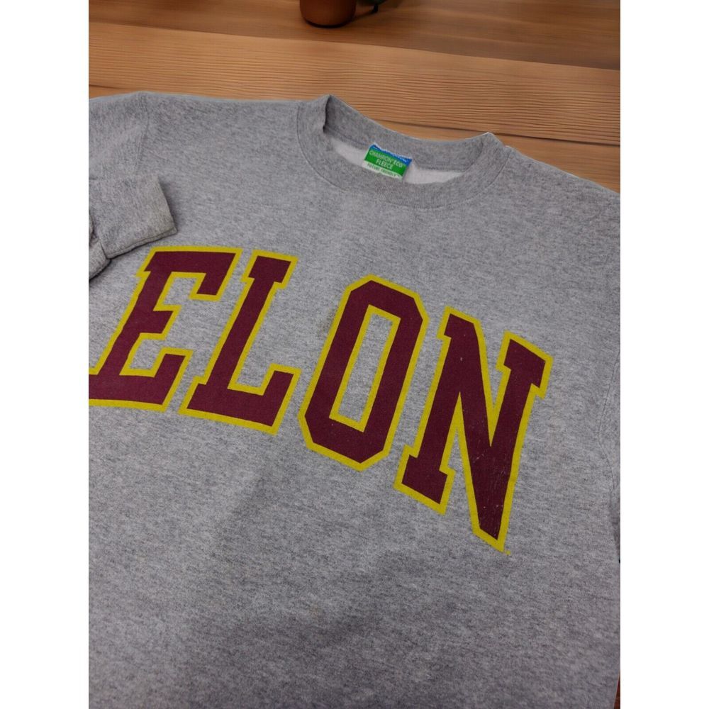 Champion Eco‎ Fleece ELON Sweatshirt Crewneck Gray 90s Y2K Unisex Size Small VTG